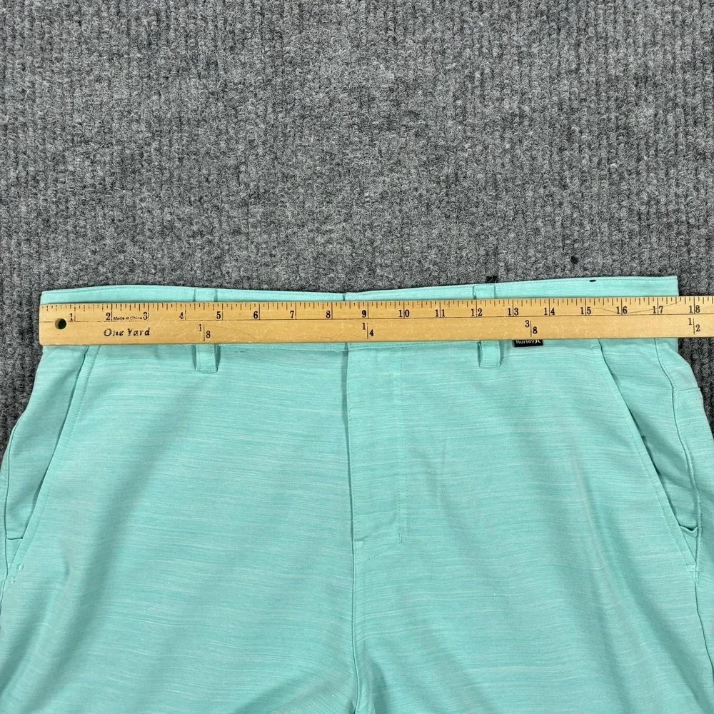 Hurley Chino Shorts Mens 34 Blue Stretch Flat Front Microfiber Casual Summer